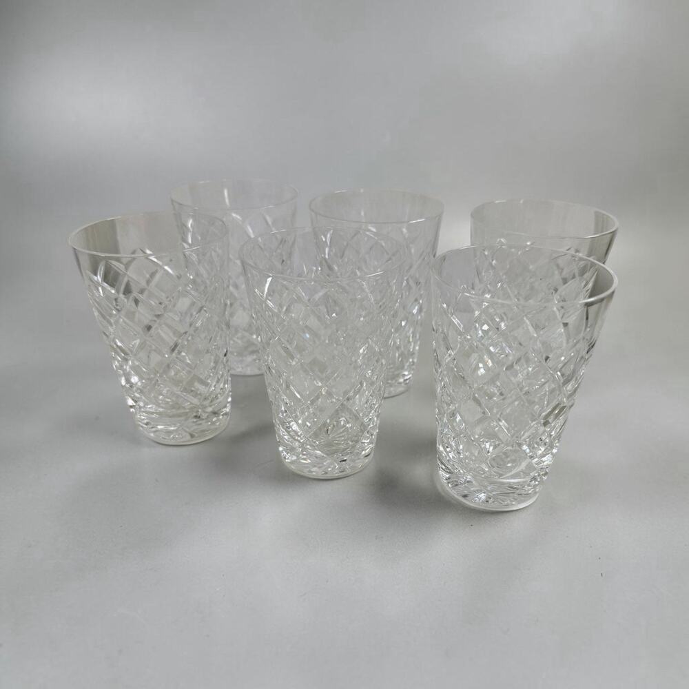 Vintage 6 Waterford Diamond Cut Crystal Glasses Tumblers 3.5” H Juice/Water